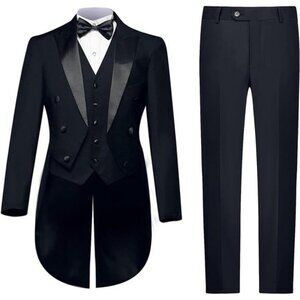 Mens Suits 3 Piece Slim Fit,Men's Tailcoat Suit Single Breasted Swallow Tail